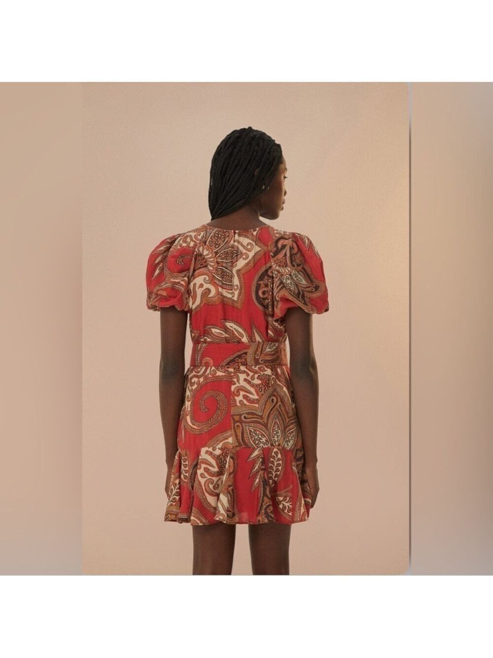 Farm Rio Leopard Paisley Burgundy Mini Dress - Picture 5 of 9